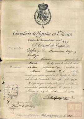 Viejo Calleja, Francisco - Cédula de nacionalidad