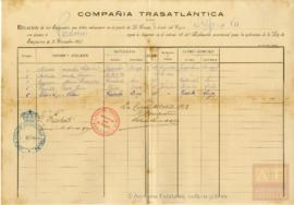 Peláez Pérez, Faustino - Lista de embarque.