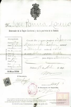 Menéndez López, Generoso - Pasaporte