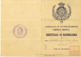 González Solís, Celestino - Certificado de nacionalidad