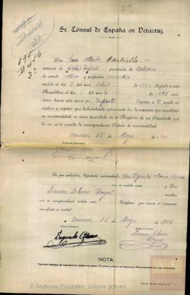 Allende Castiello, Senén - Cédula de nacionalidad