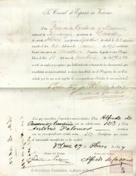 Cordera Bueno, Francisco - Cédula de nacionalidad