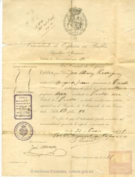 Alvarez Rodríguez, José - Cédula de nacionalidad