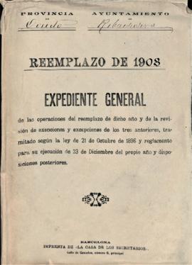 Elías Arturo Gil Caveda. Listado de quintos 1908