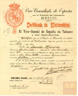 Herrera, Emilio - Certificado de nacionalidad