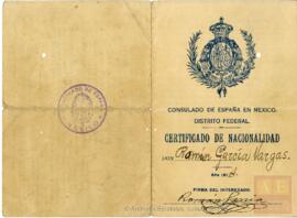 García Vargas, Ramón - Certificado de nacionalidad